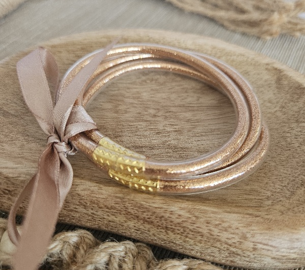 Trio de bracelets bouddhistes - Rose Poudré
