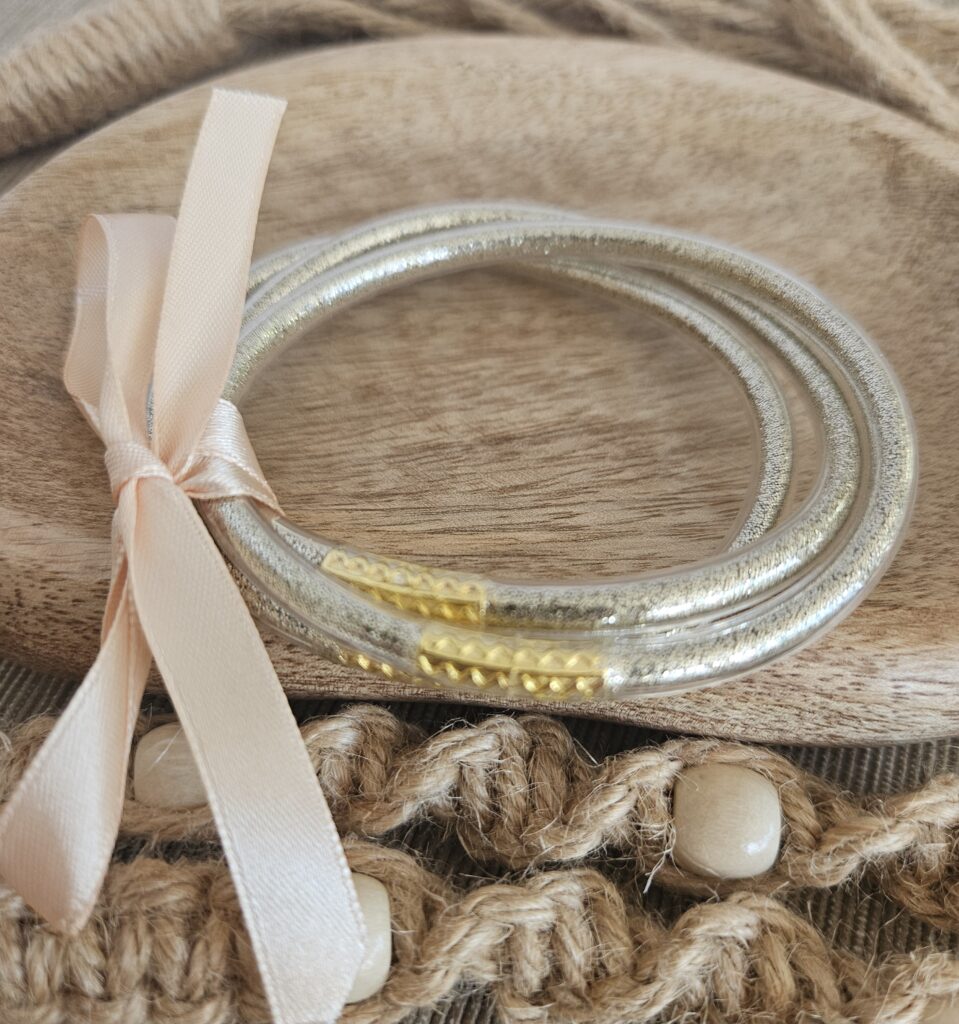 Trio de bracelets bouddhistes - Doré Pailleté