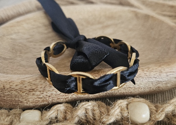 Bracelet Ruban - Noir et Doré