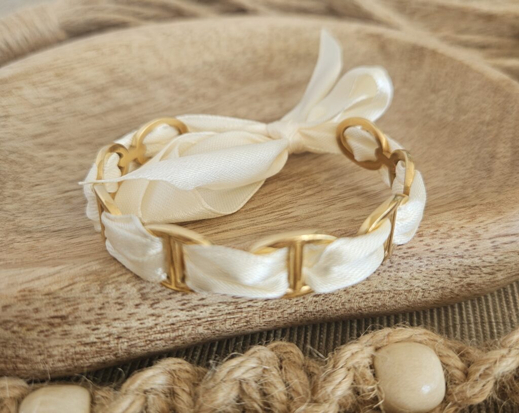 Bracelet Ruban -Ivoire et Doré