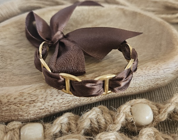 Bracelet Ruban - Marron et Doré