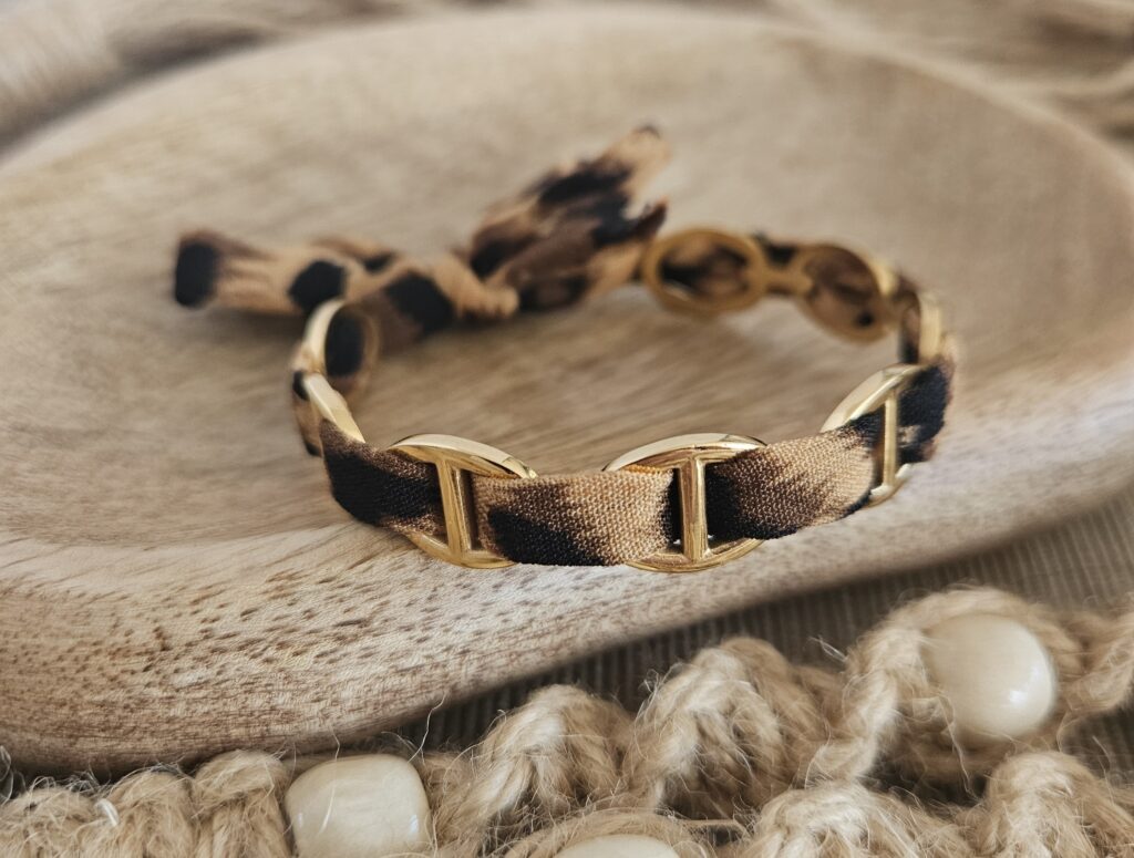 Bracelet Ruban - Léopard et Doré
