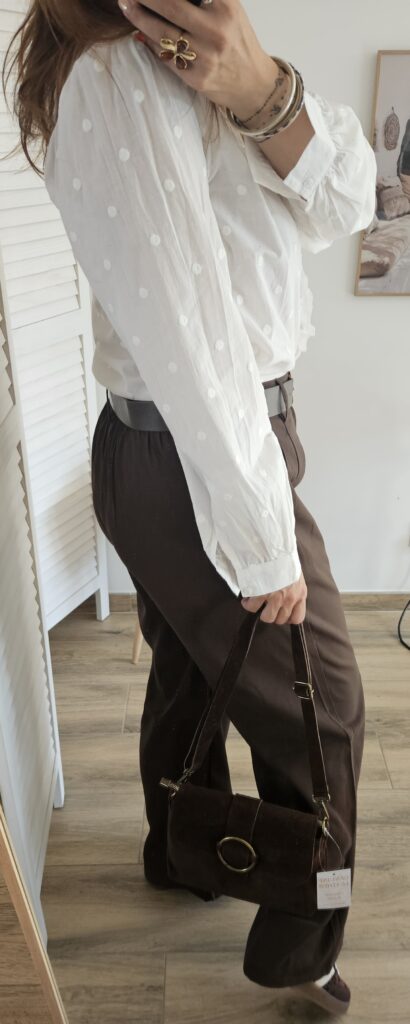Chemise blanche à pois et volants