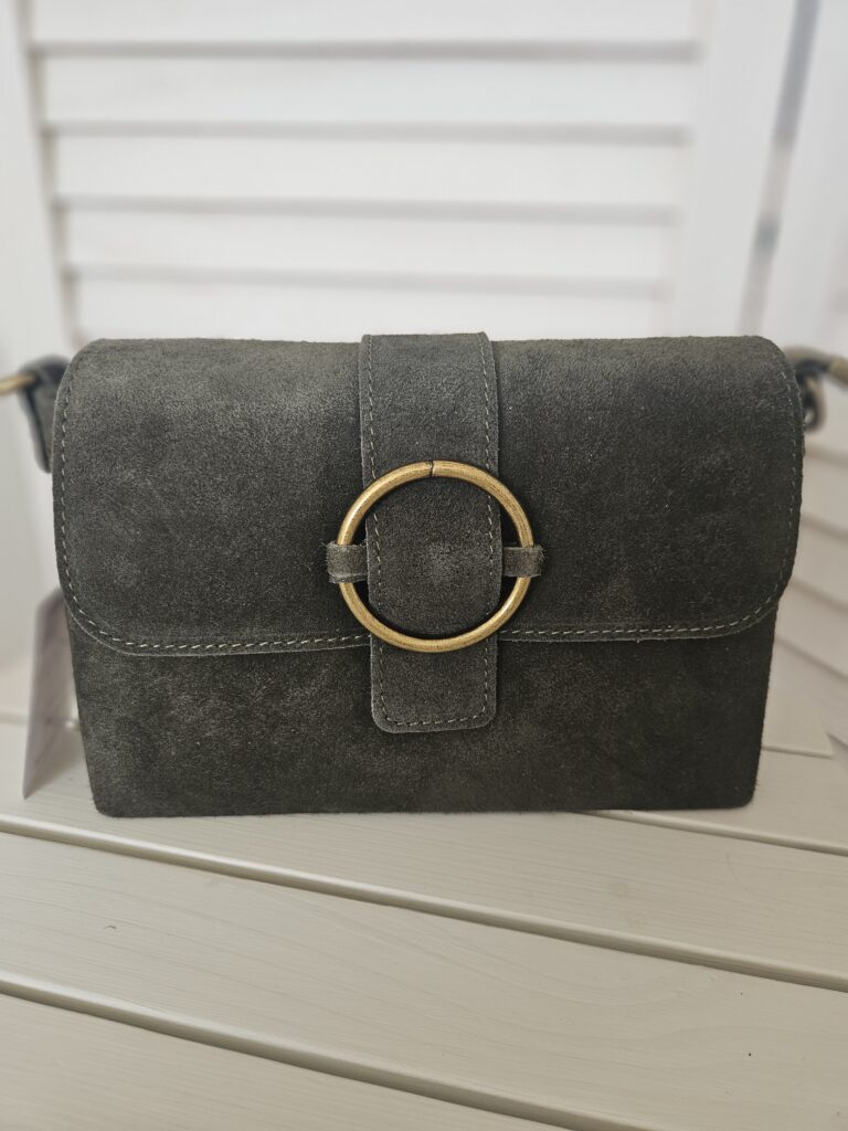 Sac bandoulière en cuir kaki