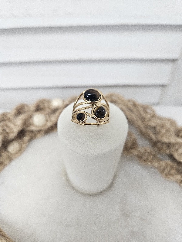Bague Dorée Pierres Marron