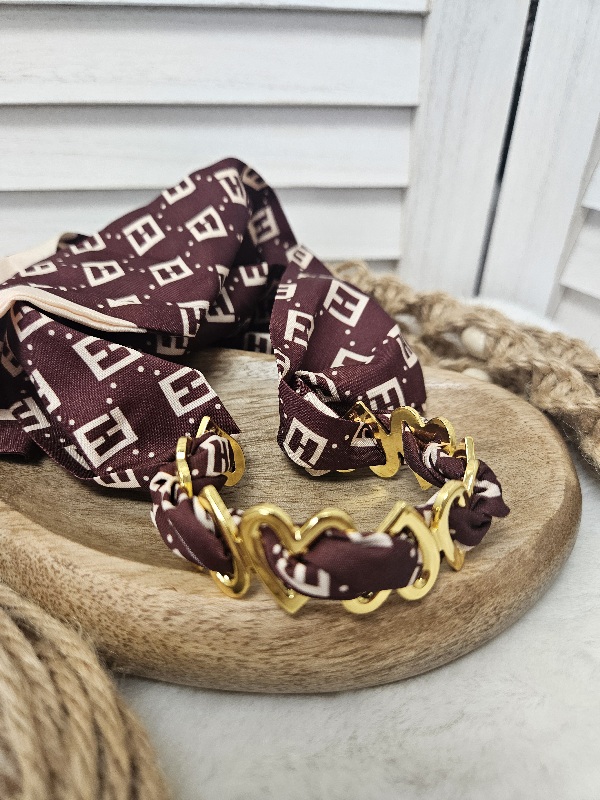 Bracelet Foulard Bordeaux et Doré