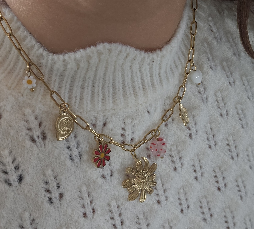Collier Eclat Fleuri - Doré et coloré