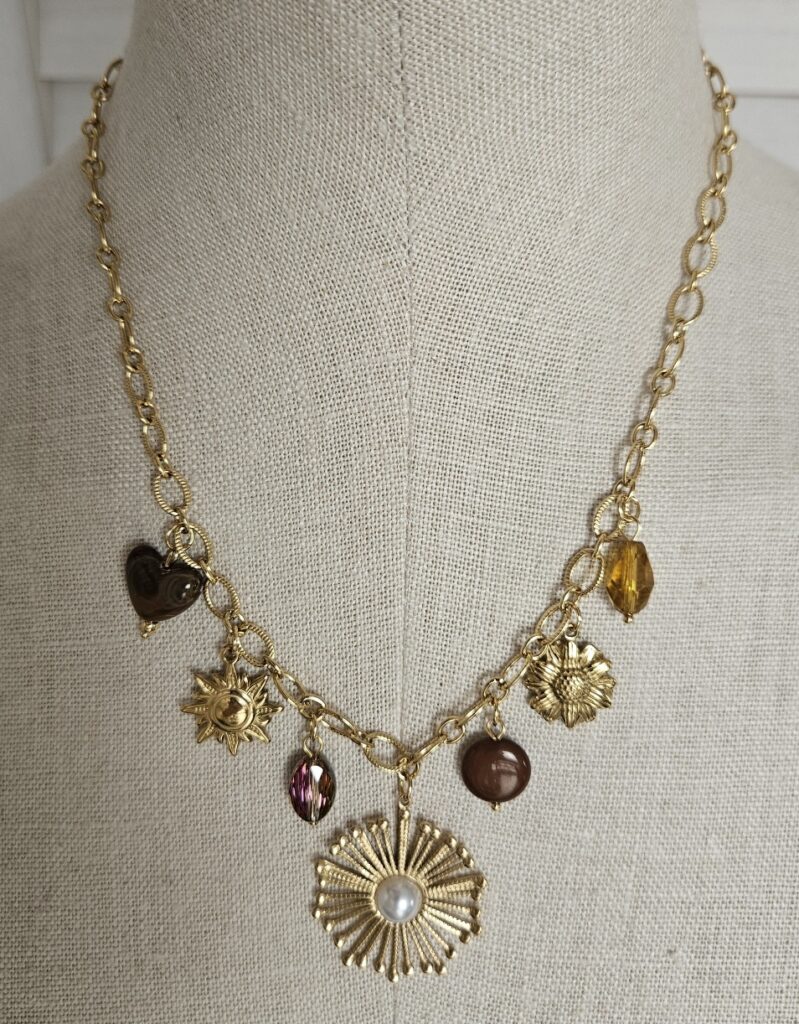 Collier "Charmes Bohème" - Doré et tons marron