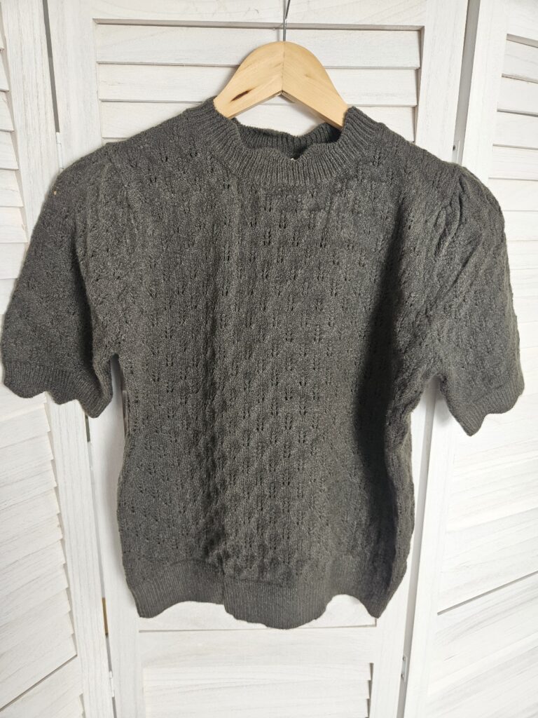 Pull maille manches courtes - Kaki foncé