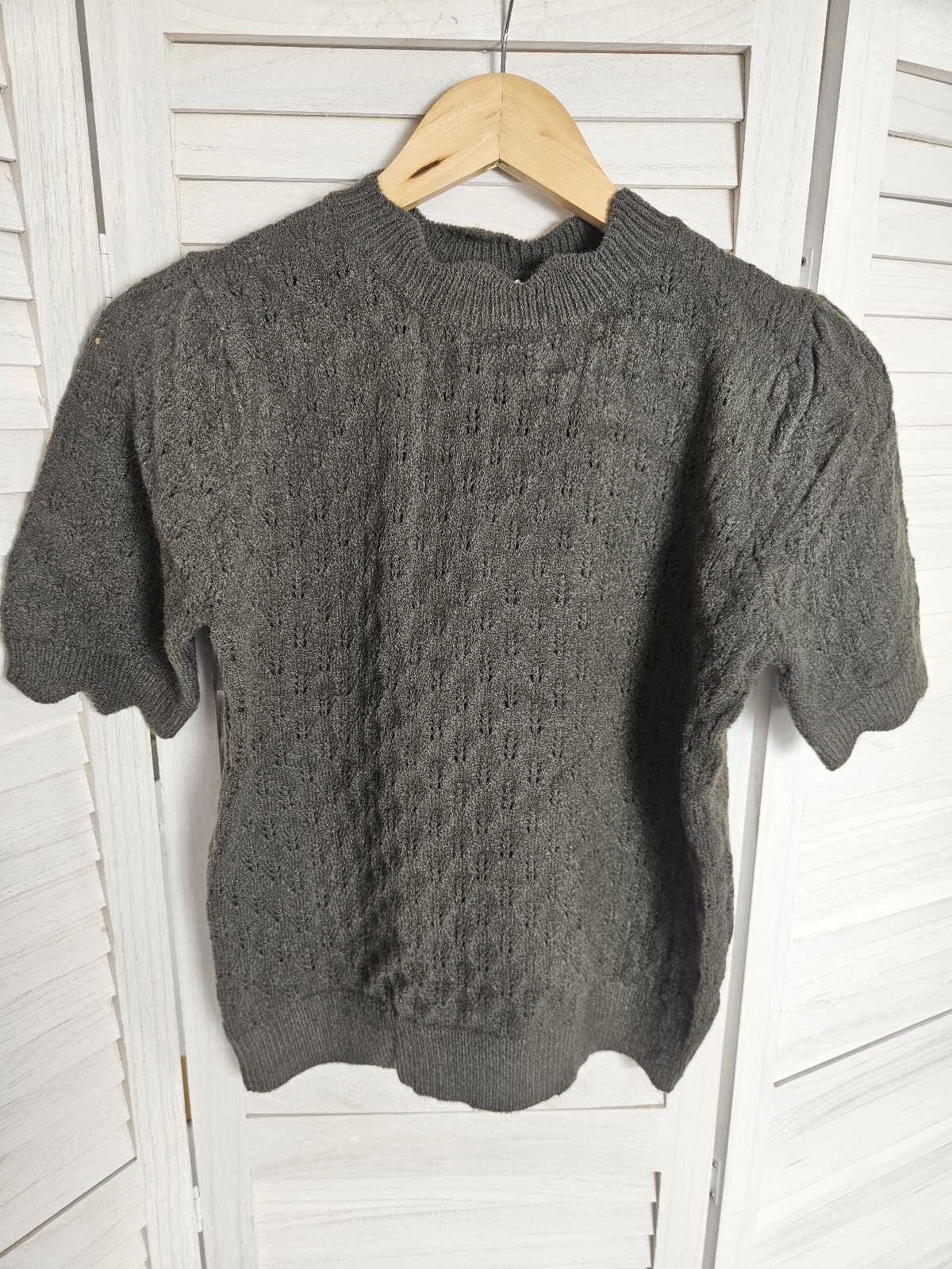 Pull maille manches courtes - Kaki foncé