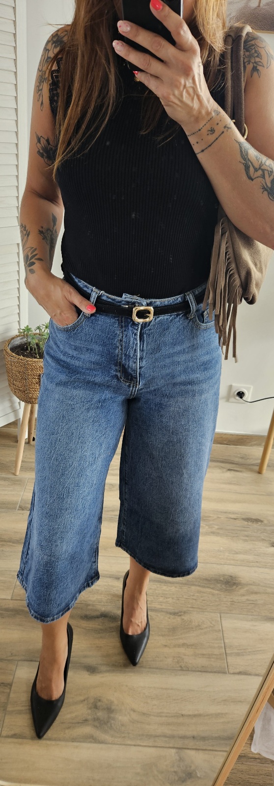 Bermuda long en jean - Bleu