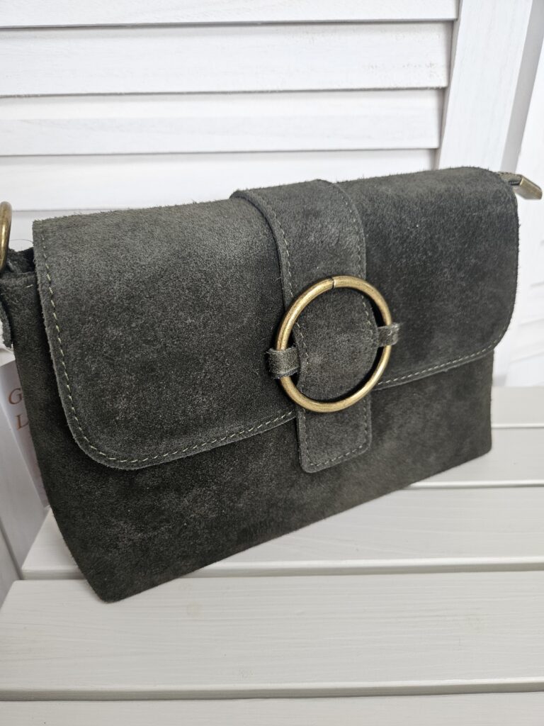 Sac bandoulière en cuir kaki