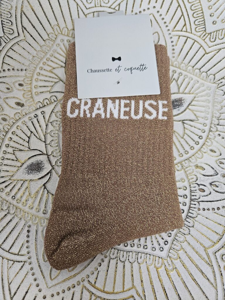 Chaussettes "Crâneuse" Marron pailleté