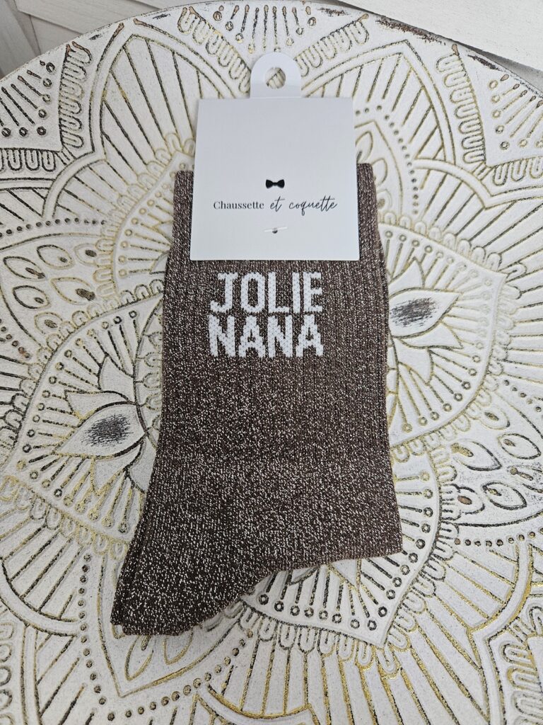 Chaussettes "Jolie Nana" Marron pailleté