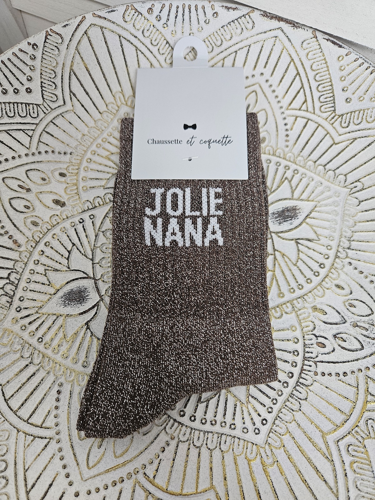 Chaussettes "Jolie Nana" Marron pailleté