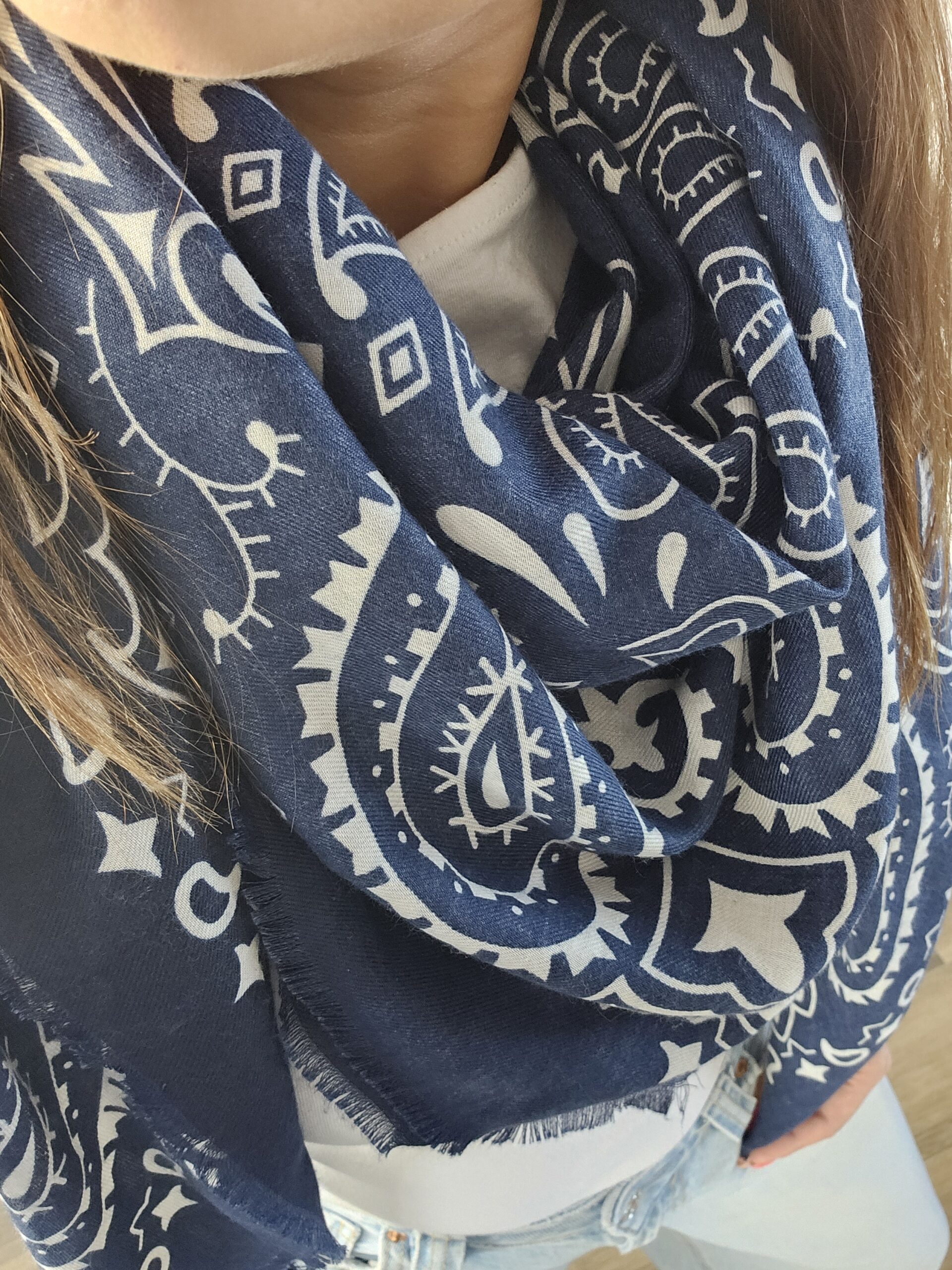 Foulard Bandana Marine - 140 cm - 20% Laine – Image 3