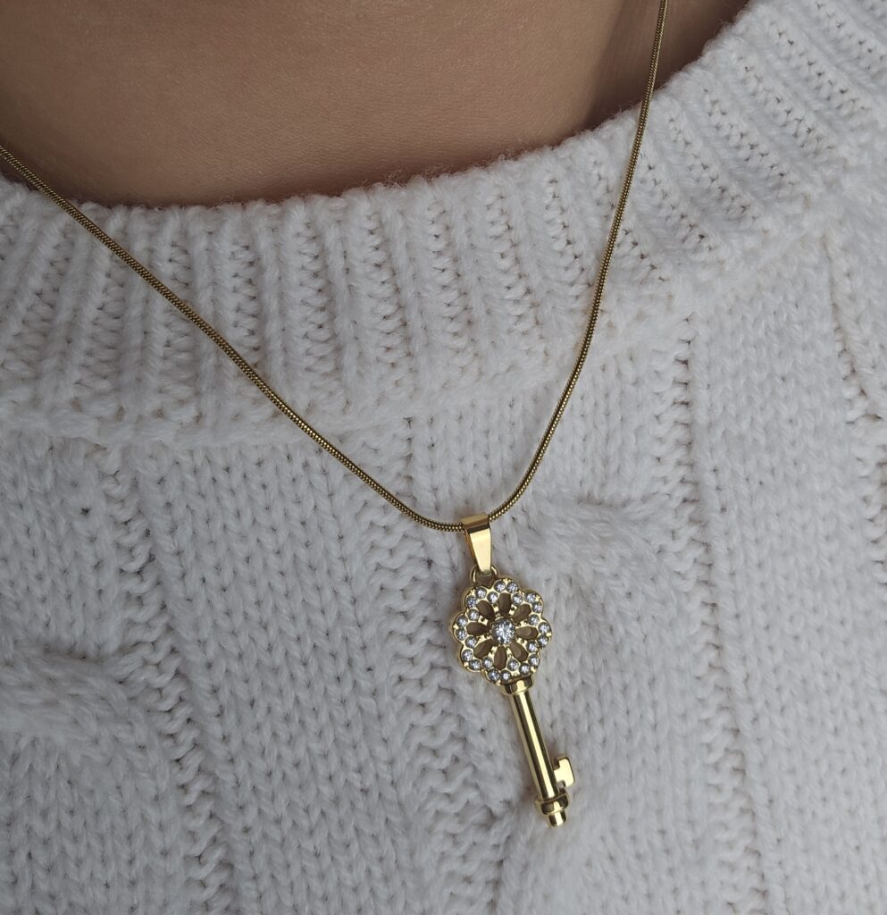 Collier Oriane - Clé fleur strass