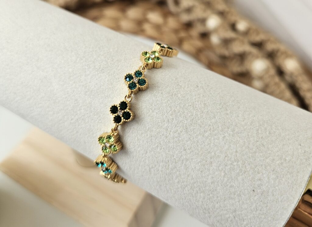 Bracelet fleurs scintillantes multicolore - vert