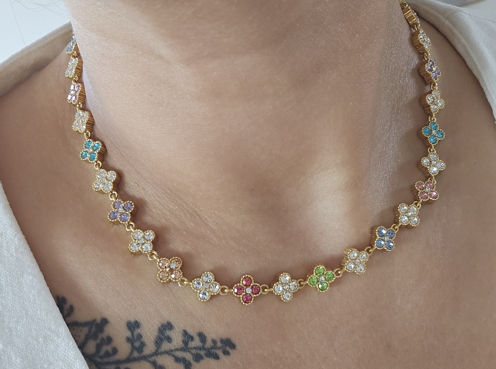 Collier Fleurs Pastel Multicolore