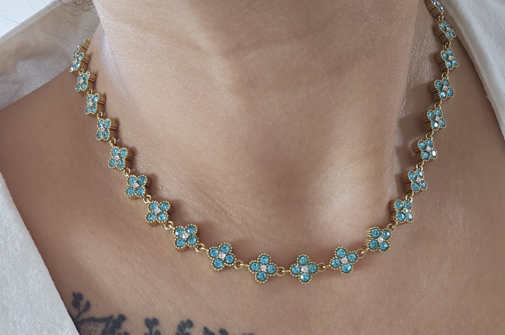 Collier Fleurs Turquoise