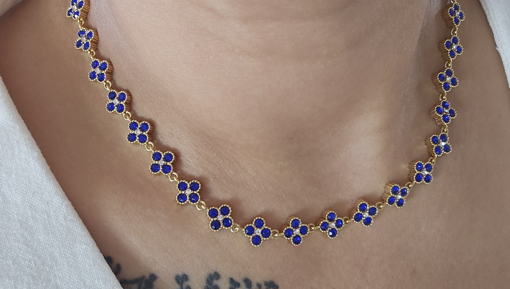 Collier Fleurs Bleu