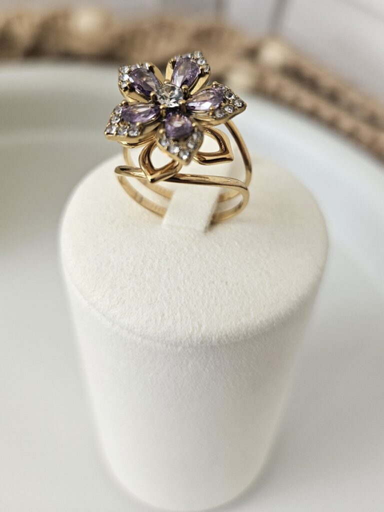 Bague Lina -Fleur violette rotative